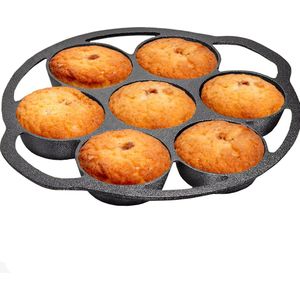 Chefs Cuisine pannenkoekenpan - poffertjespan -pancake pan - muffin bakvormen - gietijzeren pan - bakvorm