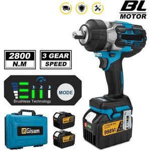 Slagmoersleutel - Slagschroevendraaier - Slagmoersleutel - Krachtige Draadloze Slagmoersleutel – 2800N.M - Brushless – Zonder Accu – Geschikt voor 18V Batterijen