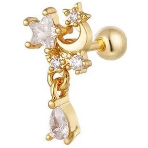 Piercing maan en ster - Sparkle collectie Goud Koper