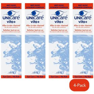 Unicare Vita+ -lenzenvloeistof voor zachte contactlenzen - incl lenzendoosje - 4x250 ml - voordeelverpakking