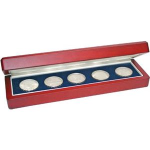 SAFE Houten munten doosje geschikt voor meerdere munten, penningen of medailles met een doorsnede van max. 45 mm