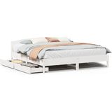 vidaXL - Bedframe - zonder - matras - massief - grenenhout - wit - 180x200 - cm