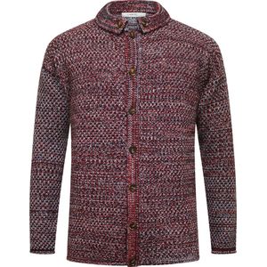 Hommard Overshirt Chunky Sweater, Rouret, Medium, Red Navy Blue Melange, Heavy Jersey Knitted, Cashmere, Wol, Yak, Warme Trui, Luxury, Dikke Trui, Heren, Dames, Unisex