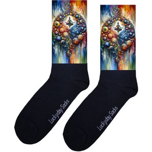 Geometrisch - Valentijns Cadeau - Yoga sokken - Grappige sokken - Leuke sokken - Hem Haar sokken - Vrolijke sokken - Sint cadeau - Vaderdag - Moederdag - Verjaardag cadeau - Kerst cadeau - Leuk Cadeau - Chakra - Socks maken Happy - 37-44