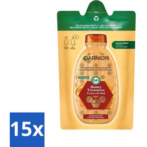 15 x Garnier - Loving Blends - Shampoo Refill - Honing Goud - Beschadigd & Breekbaar Haar - 250 ml - Honing Shampoo - Haar Herstel - Beschadigd Haar - Breekbaar Haar - Honinghoning