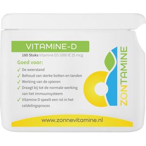 Zonnevitamine Vitamine D 180 stuks - 25 mg/1000 IE in brievenbusdoosje (inc. verzendkosten!)