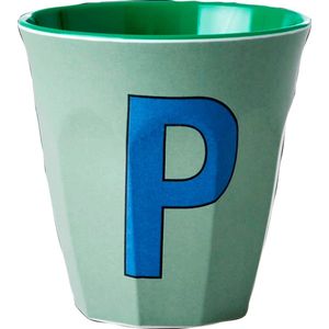 Rice melamine mok medium khaki met letters P