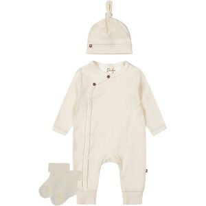 Dirkje - Noppies - Kledingset - Unisex Boxpak met mutsje Offwhite - 1 paar sokjes oatmeal met werkje - 62