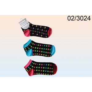 Sneakersokken hartjes en sterretjes - 3-Pack - Maat 36/41