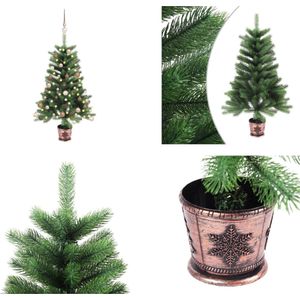 vidaXL Kunstkerstboom met LED's en kerstballen 90 cm groen - Kunstkerstboom - Kunstkerstbomen - Kerstboom - Kerstdecoratie
