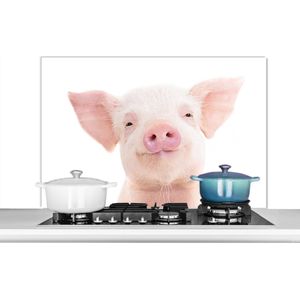 Spatscherm keuken 100x65 cm - Kookplaat achterwand Varken - Roze - Dieren - Natuur - Muurbeschermer - Spatwand fornuis - Hoogwaardig aluminium