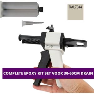 Epoxy kit set voor douchegoten - 30 t/m 60 cm lang - zijdegrijs - RAL7044/5- 2-componenten