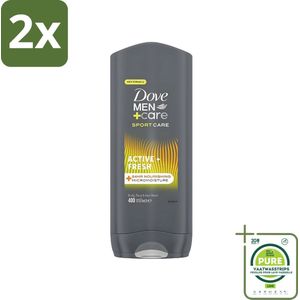 Dove - Douchegel - Men+ Care Active Fresh - Verfrissend en langdurige bescherming - 400 ml - Voordeelverpakking - 2 stuks - Douchegel - Dove