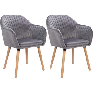 Rootz set van 2 eetkamerstoelen - fluwelen stoelen - gestoffeerde stoelen - ergonomische ondersteuning - hoogwaardige materialen - eenvoudige montage - 81 cm x 40 cm x 40 cm