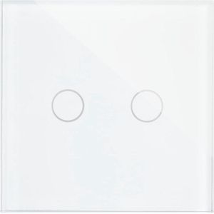 Dubbele touchscreen schakelaar en dimmer SafeHome DIM202 - 2X700W - stroomvoerende draad - geen aarde - glas