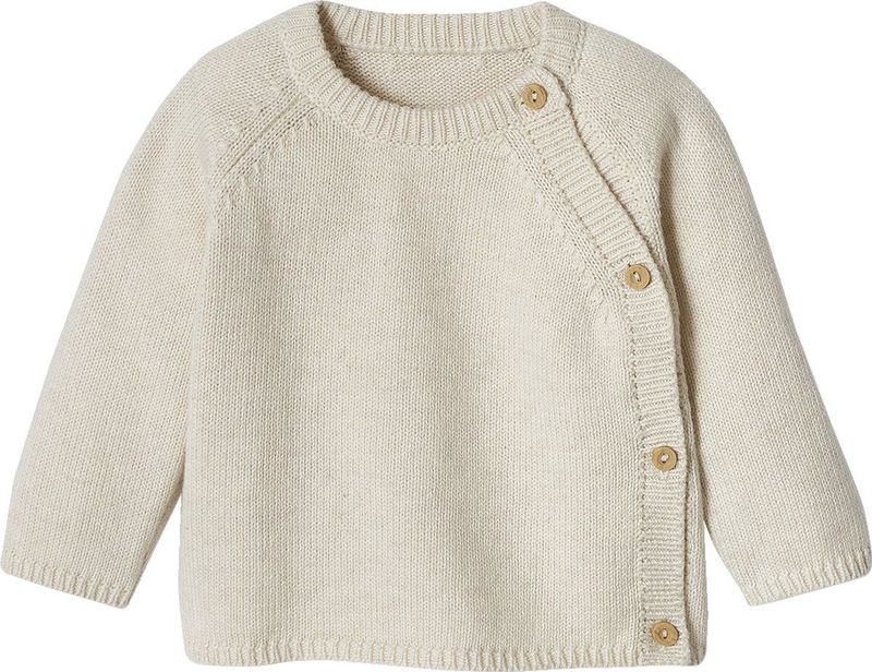 Babytrui - Gemêleerd Beige - Tricot - Met Knoopsluiting Aan De Voorkant