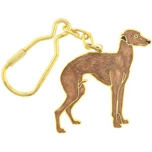 Behave® Sleutelhanger hond hazewind bruin emaille 12,5 cm