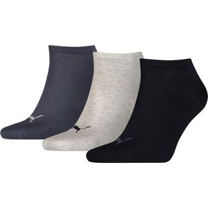 Puma Unisex Sneaker Plain (3-pack) - unisex enkelsokken - blauw - grijs - blauw - Maat: 43-46