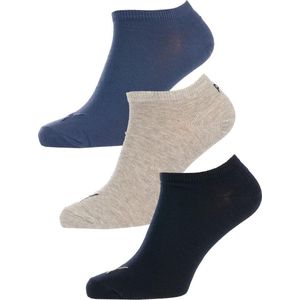 Puma Unisex Sneaker Plain (3-pack) - unisex enkelsokken - blauw - grijs - blauw - Maat: 43-46