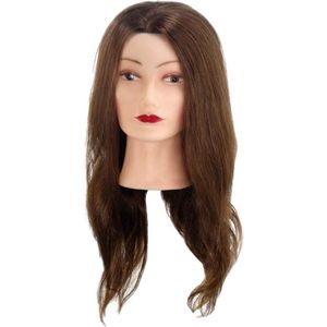 Oefenhoofd van 100% echt haar 45 cm bruin - Professioneel oefenhoofd