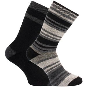 Gestreepte wollen warme sokken - prijs per 2 paar - elastan