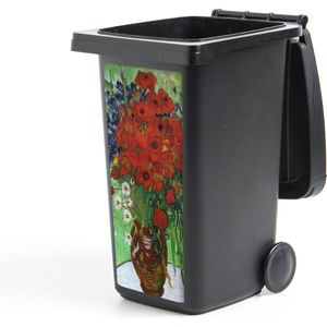 Container sticker Vaas met rode papavers en madeliefjes - Vincent van Gogh - 38x80 cm - Kliko sticker