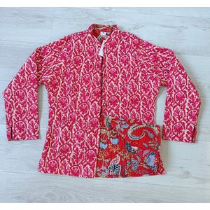 Boho Jacket / Jas Bloemenprint Roze Maat M