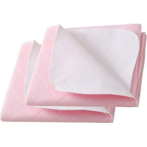 2 Stuks Incontinentie Pads Wasbaar Waterdicht Absorberend Matrasbeschermer 86x132cm Roze