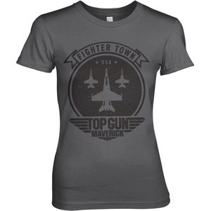 Top Gun Maverick Fighter Town Girly Tee Damen T-Shirt Dark-Grey-S