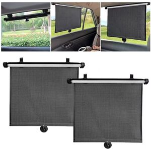 CHPN - Autoraam rolgordijn - Zonnewering voor in de auto - Zwart - Kunststof - 2 stuks - Rolgordijn - 40CM breed - Met zuignappen