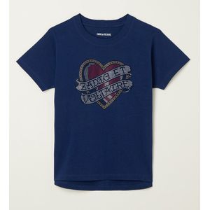 Zadig&Voltaire Kids T-shirt met print van strass - Blauw - Maat 146 (maat 10)