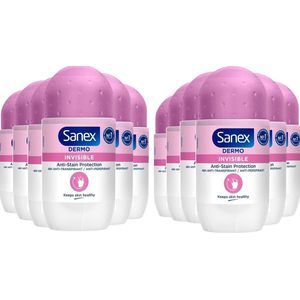Sanex Deo Roller Dermo Invisible - Voordeelverpakking 12 x 50 ml
