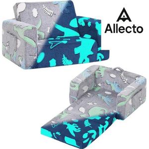 Allecto® 2-in-1 kinderfauteuil, Glow in The Dark converteerbare peuterstoel, uitklapbare kinderfauteuil