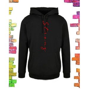 Zwarte dames hoodie “Strong” | maat 3XL-46/48