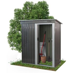 Mobiclinic Nomi - Tuinhuis - 162 x 86 x 181 cm - Schuin dak - Tuinhuisje - Tuinschuur - Zwaar uitgevoerd - Schuifdeur - Afsluitbaar - Stevig frame