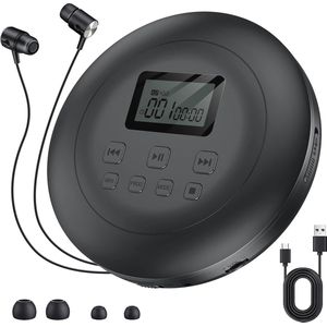Draagbare CD-Speler met Hoofdtelefoon - Persoonlijke Muziekspeler met LCD-Display en Anti-Kip-Bescherming