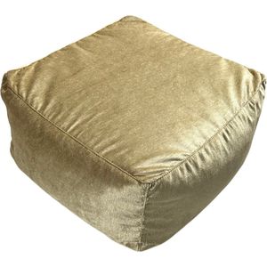 Handgemaakte Poef 55x55x30 cm - Luxe Fluwelen Voetenbank in Gouden Oker - Elegant en Comfortabel voor Woonkamer en Slaapkamer