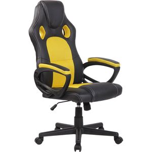 Gamingstoel deluxe - Geel - Verstelbaar - Stoel - Gamingstoel met voetensteun - Ergonomische bureaustoel