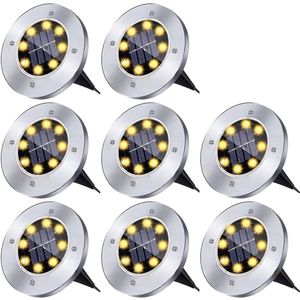 Grond Spots op Zonne Energie - 8 Stuks - Solar Tuinverlichting - Tuinverlichting op Zonne Energie - Tuinverlichting - Tuinverlichting op Zonneenergie - Buitenlamp - Tuin - Verlichting - Tuinlamp