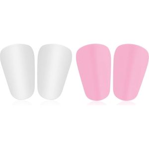 4 extra mini-scheenbeschermers voor voetbal, 10x6 cm, comfortabele kleine scheenbeschermers voor voetbal, beschermende uitrusting voor alle leeftijden, vrouwen en mannen, met antislipsokken (roze, wit)