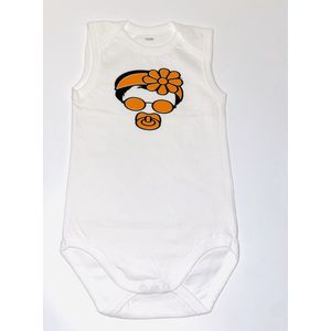 Cartoon Baby Romper – Met Speen, Strikje & Zonnebril – Oranje/Zwart Design