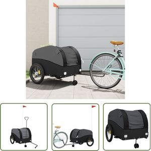 The Living Store Fietstrailer 45 kg ijzer zwart - Fietstrailer - Fiets Kar - Transportfiets - Zwaar Laden - Zwaartransport
