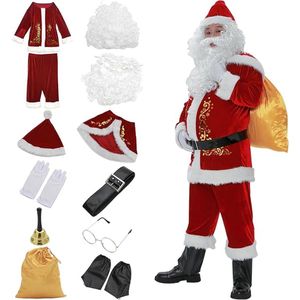 Kerstmankostuum deluxe rode kerstman kostuum volwassenen kostuum 12 - delig voor mannen ideaal voor Kerstmis en cosplay - L