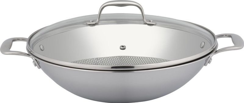 Sola Tri-Ply Wokpannen - Ø 32 cm RVS Wokpan Inductie - Geschikt voor Elke Warmtebron - Zilver - Dubbelwandige bodem