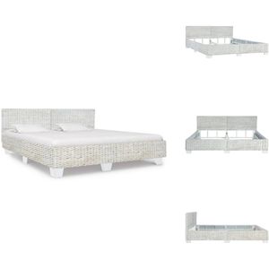 vidaXL Bedframe - Bedframes - Bed - Bedden - Bedframe natuurlijk rattan grijs 180x200 cm