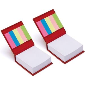 Pakket van 10x stuks rode bloknotes papier kubus met plakmemos -  Boodschappen opschrijf memoblokjes voor thuis of kantoor