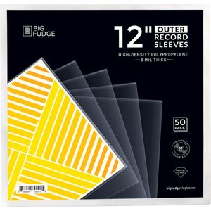 BIG FUDGE Buitenste Platenhoezen - 30 cm x 50st - Doorzichtige LP Vinyl Hoes Gemaakt van polypropyleen met Hoge Dichtheid - Duurzaam en Kreukvrij - 3 mil Dik, 32 cm x 32 cm