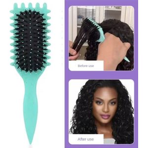 Krulborstel - Heatless curls - Föhnborstel - Krulkam - Curling brush - Bounce Curl - Krullen borstel - Styling Borstel - Haarborstel - Groen