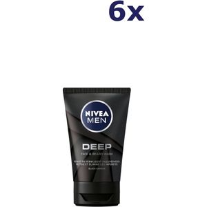 Nivea Men Deep Face + Beard Wash - 6x100ml - Voordeelverpakking