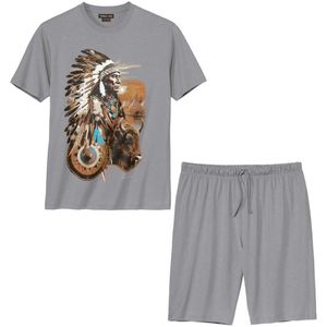 ATLAS FOR MEN - Stijlvolle katoenen zomerpyjama - Heren - Verkrijgbaar in grote maten - L